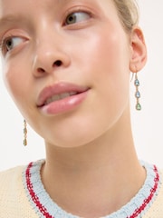 Oliver Bonas Blue Intira Stone Teardrop Tiered Drop Earrings - Image 5 of 5