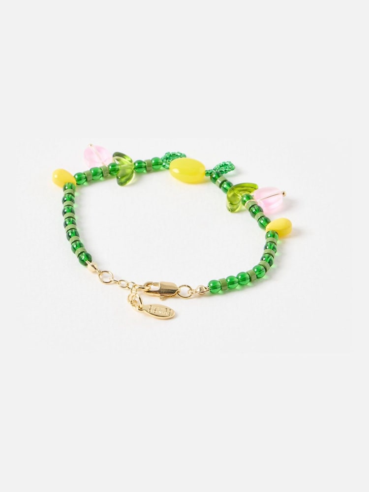 Oliver Bonas Green Tori Tulip Detail Beaded Bracelet - Image 2 of 3 Oliver Bonas Green Tori Tulip Detail Beaded Bracelet - Image 2 of 3