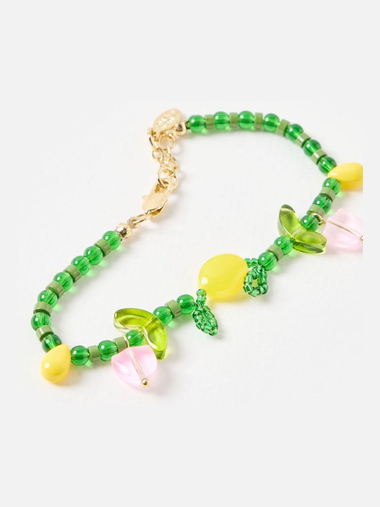 Oliver Bonas Green Tori Tulip Detail Beaded Bracelet - Image 3 of 3 Oliver Bonas Green Tori Tulip Detail Beaded Bracelet - Image 3 of 3