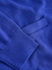 Cobalt Blue Bow Buttons Soft Touch Cotton Rich Crew Neck Cardigan - Image 3 of 3