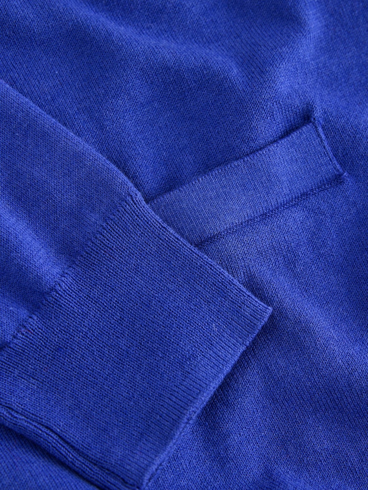 Cobalt Blue Bow Buttons Soft Touch Cotton Rich Crew Neck Cardigan - Image 3 of 3