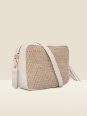 Sosandar Natural Raffia & Ivory Trim Cross Body Bag - Image 2 of 5