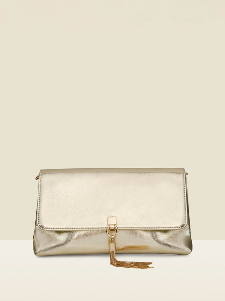 حقيبة يد صغيرة من Sosandar بتفصيل شرّابة معدنية مع سلسلة كتف - Image 2 of 4