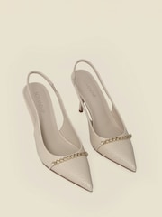 Sosandar Natural Croc Chain Detail Slingback High Heel Court Shoes - Image 2 of 4