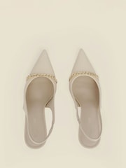 Sosandar Natural Croc Chain Detail Slingback High Heel Court Shoes - Image 3 of 4