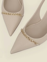 Sosandar Natural Croc Chain Detail Slingback High Heel Court Shoes - Image 4 of 4