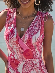 Sosandar Pink Paisley Print Tie Shoulder Maxi Dress - Image 3 of 4