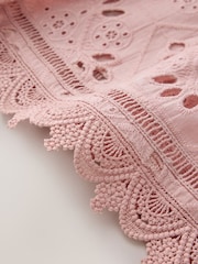 Roz - CERENE Cotton Long Sleeve Broderie Bib Blouse - Imaginea 12 din 14
