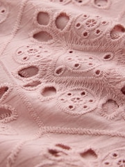 Roz - CERENE Cotton Long Sleeve Broderie Bib Blouse - Imaginea 13 din 14