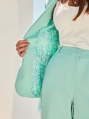 Sosandar Green Leopard Print Lining Blazer - Image 3 of 5