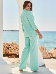 Sosandar Green Leopard Print Lining Blazer - Image 5 of 5