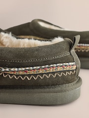 Green Signature Tape Suede Slippers - Image 4 of 5