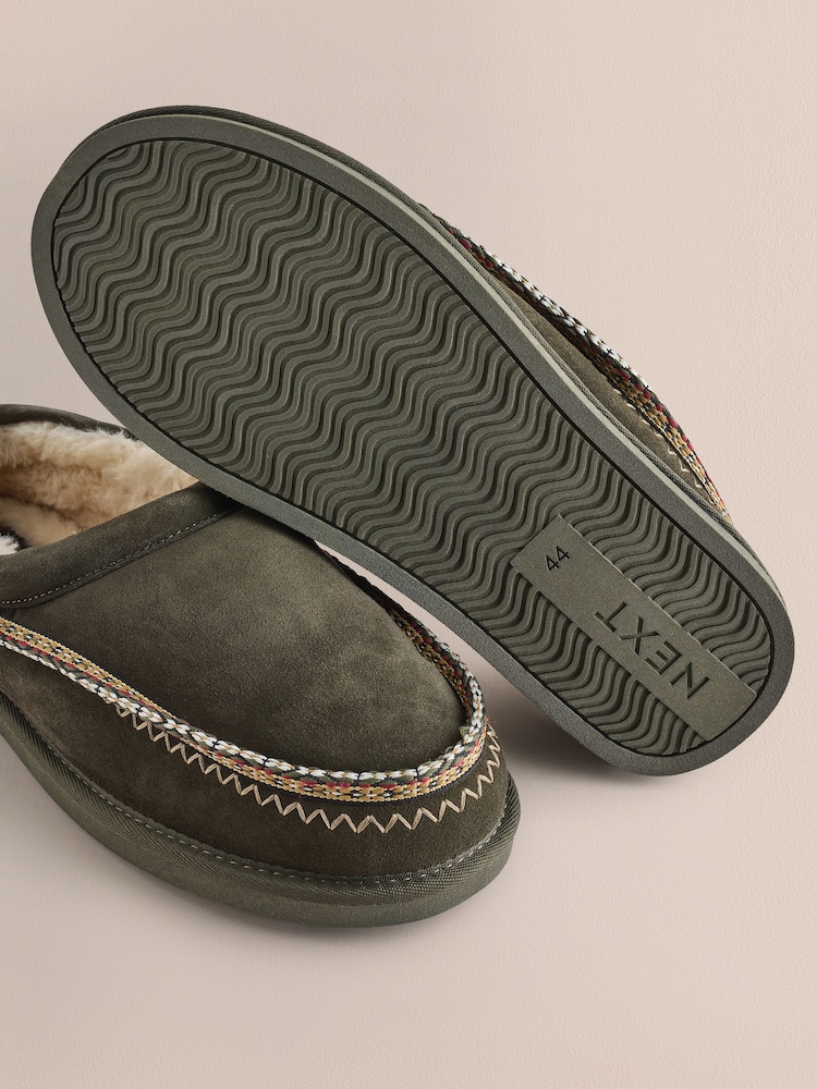 Green Signature Tape Suede Slippers - Image 5 of 5