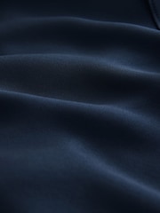 CERENE Iris Navy Satin Asymmetric Short Sleeve Cape Top - Image 9 of 9