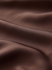 CERENE Iris Chocolate Brown Satin Asymmetric Short Sleeve Cape Top - Image 11 of 11