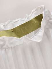 CERENE Cream Long Sleeve Pleat and Ruffle Satin Blouse - Image 12 of 12