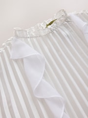 CERENE Cream Long Sleeve Pleat and Ruffle Satin Blouse - Image 7 of 12