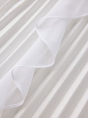 CERENE Cream Long Sleeve Pleat and Ruffle Satin Blouse - Image 8 of 12