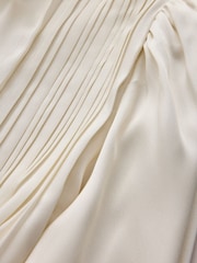 Cream - CERENE Long Sleeve High Neck Satin Blouse - Imaginea 10 din 11