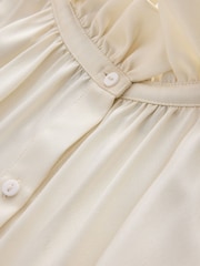 Cream - CERENE Long Sleeve High Neck Satin Blouse - Imaginea 8 din 11