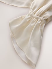 Cream - CERENE Long Sleeve High Neck Satin Blouse - Imaginea 9 din 11
