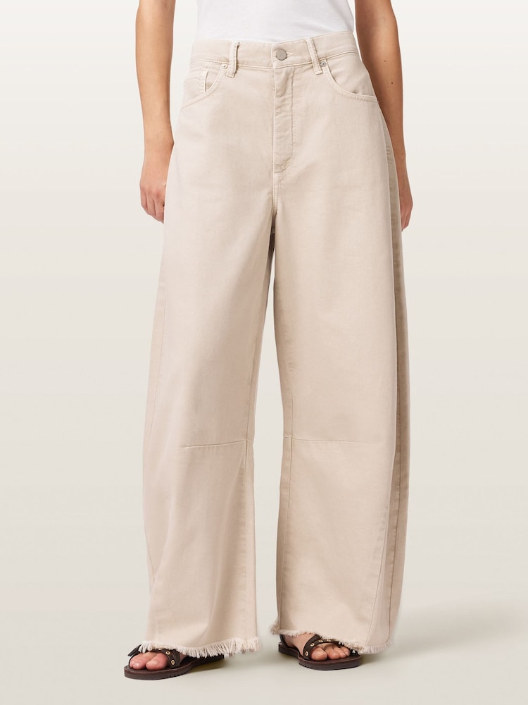 AllSaints Cream Payton Crop Jeans - Image 1 of 7