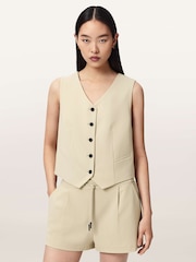 AllSaints Cream Aleida Tri Waistcoat - Image 1 of 3