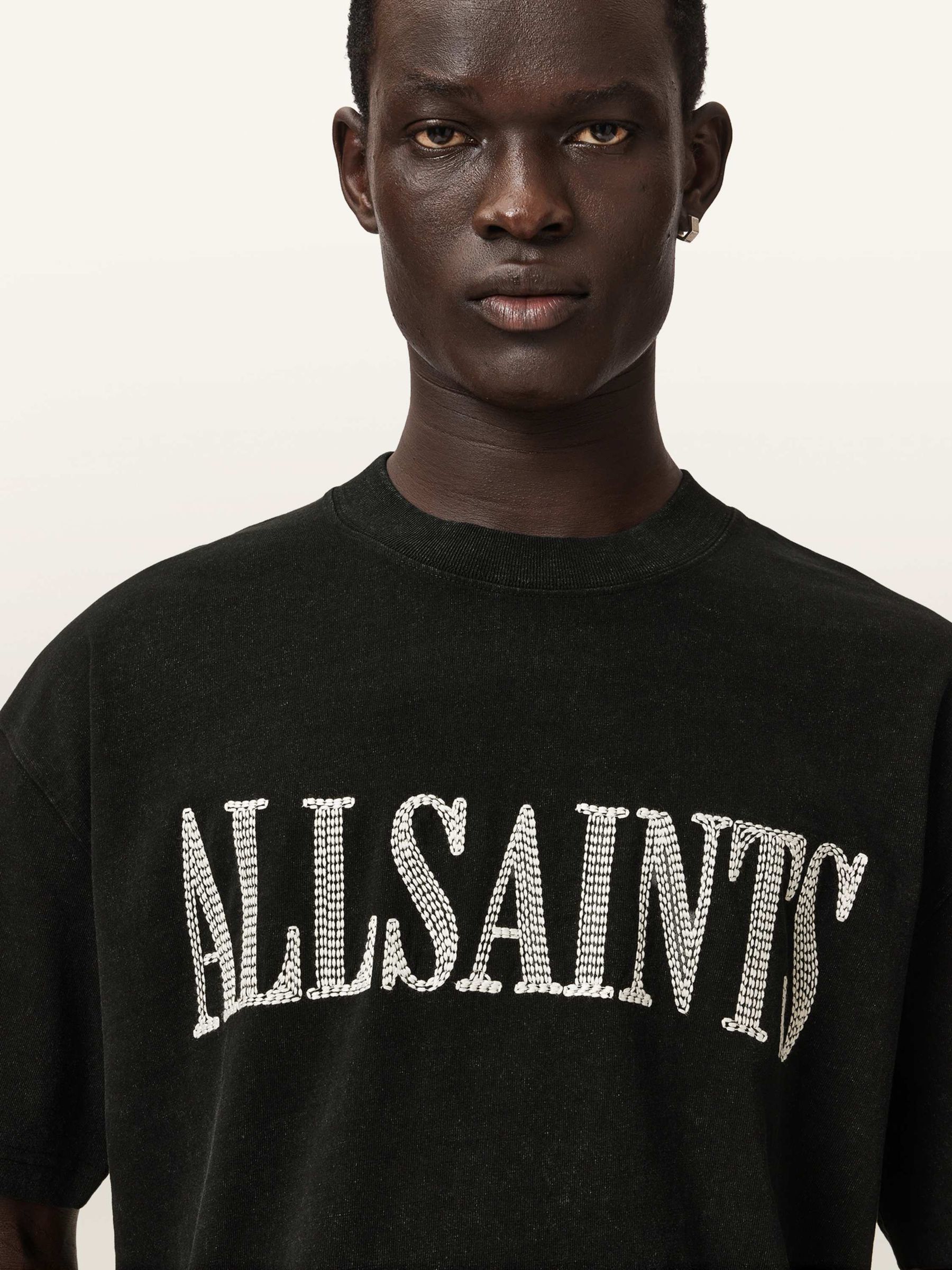 Buy AllSaints Black Dash Short Sleeve Crew Neck T-Shirt from the Next ...