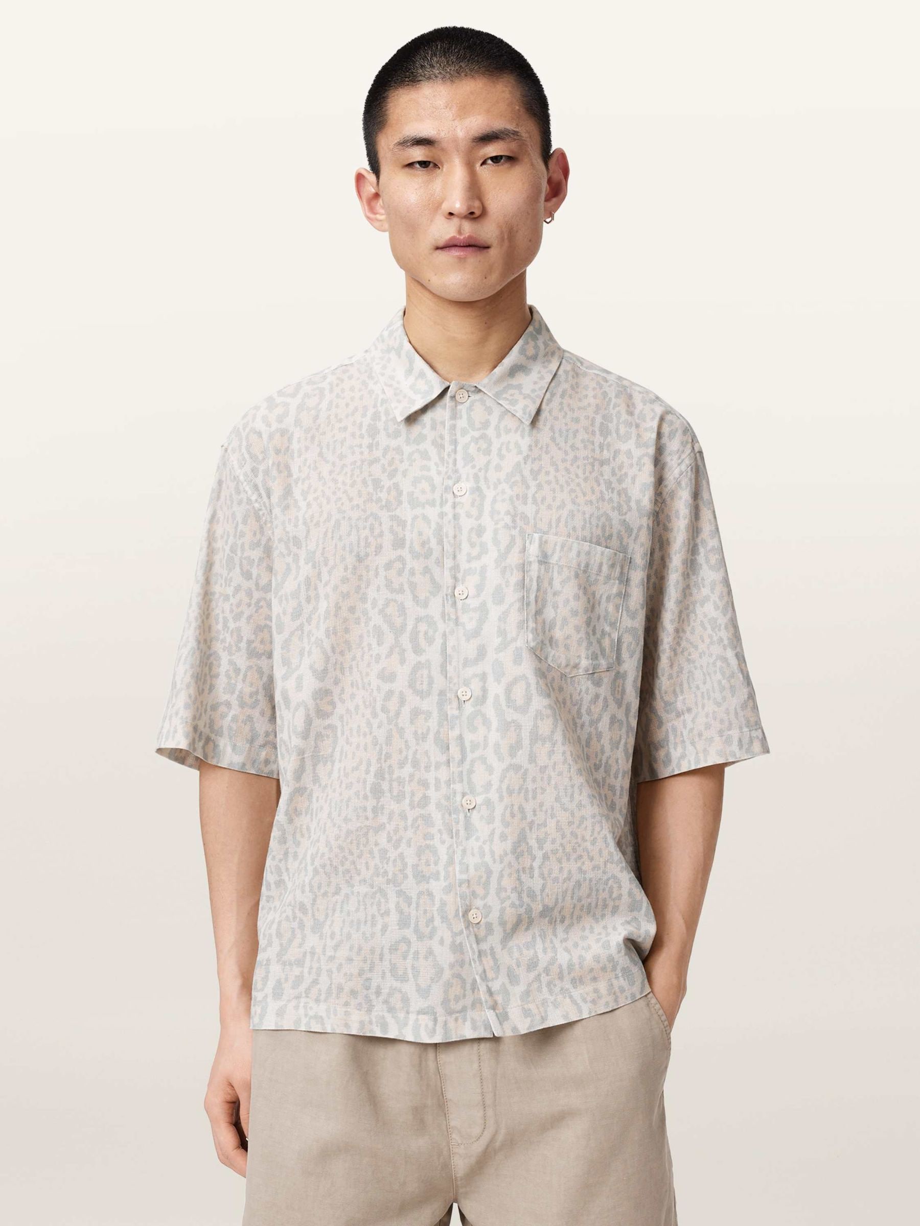 Buy AllSaints Grey Cruz Leo Short Sleeve Shirt from Next USA