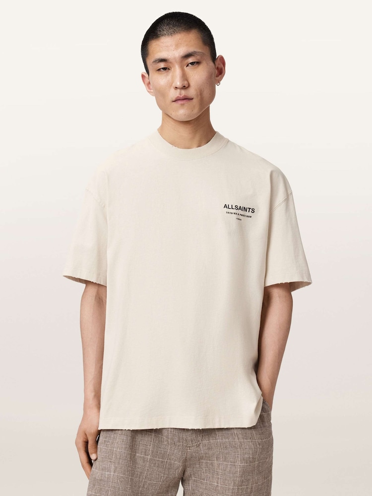 AllSaints Cream Dreamer Short Sleeve Crew Neck T-Shirt - Image 1 of 3