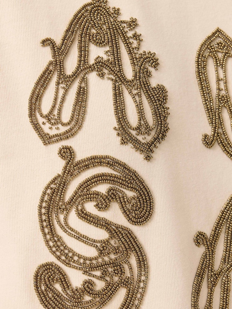 AllSaints Cream Ella Embroidered Lisa Tee - Image 7 of 7 AllSaints Cream Ella Embroidered Lisa Tee - Image 7 of 7