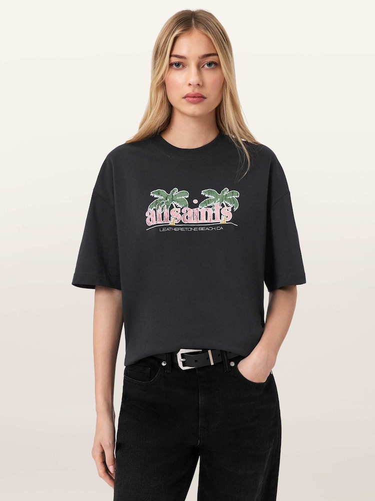 AllSaints Black Troppo Etta T-Shirt - Image 1 of 5