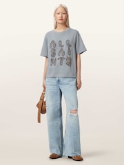 AllSaints Blue Ella Embroidered Lisa T-Shirt - Image 5 of 7