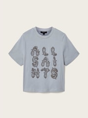 AllSaints Blue Ella Embroidered Lisa T-Shirt - Image 6 of 7