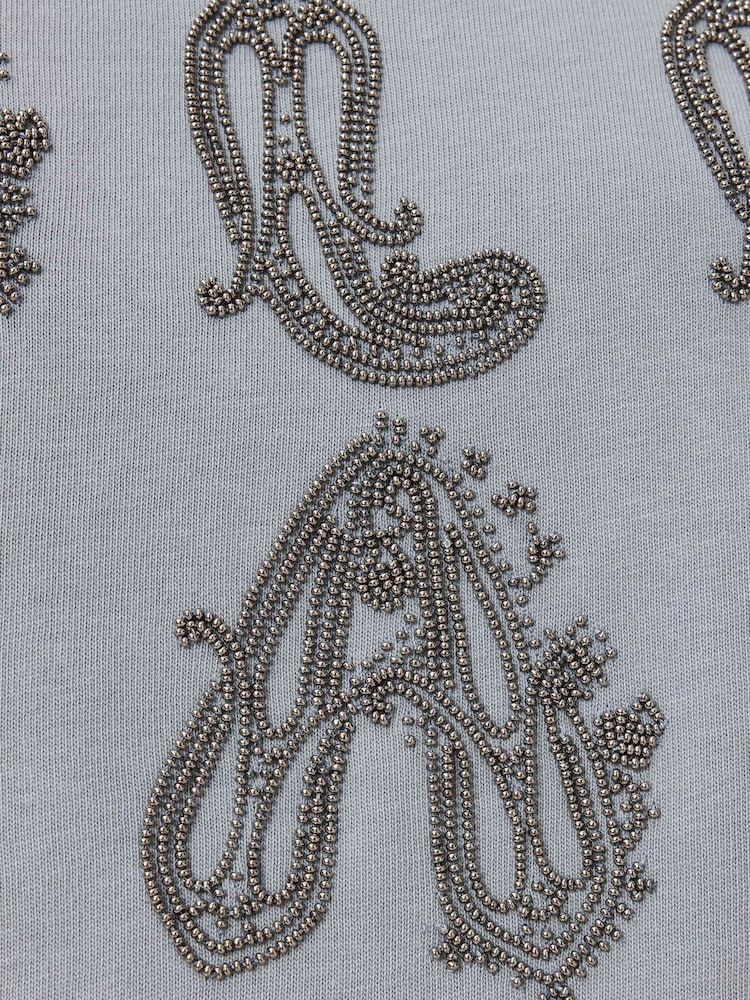 AllSaints Blue Ella Embroidered Lisa T-Shirt - Image 7 of 7 AllSaints Blue Ella Embroidered Lisa T-Shirt - Image 7 of 7