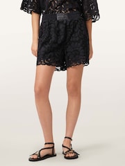 AllSaints Black Amelie Lace Shorts - Image 3 of 7