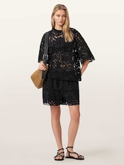 AllSaints Black Amelie Lace Shorts - Image 5 of 7