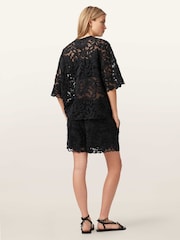 AllSaints Black Amelie Lace Shorts - Image 6 of 7