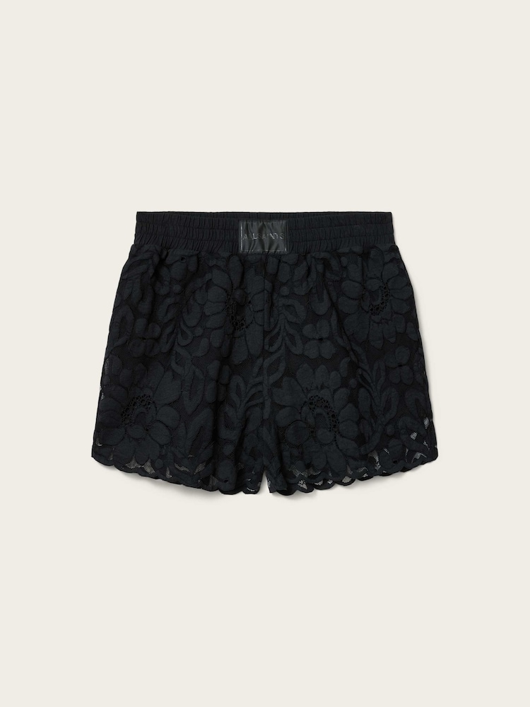 AllSaints Black Amelie Lace Shorts - Image 7 of 7