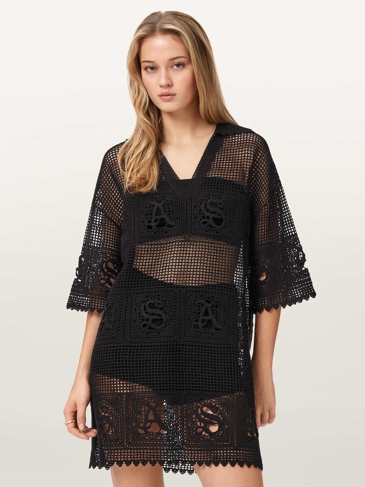 AllSaints Black Kyra Mini Dress - Image 1 of 6 AllSaints Black Kyra Mini Dress - Image 1 of 6