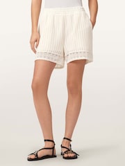 AllSaints White Elma Crochet Shorts - Image 1 of 8