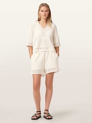 AllSaints White Elma Crochet Shorts - Image 2 of 8