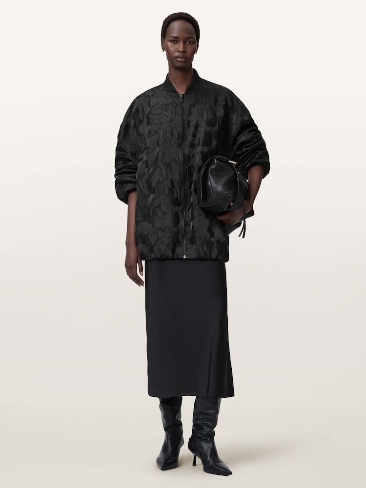 AllSaints Black Bayse Bomber Jacket - Image 1 of 5