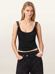 AllSaints Black Celena Top - Image 1 of 8