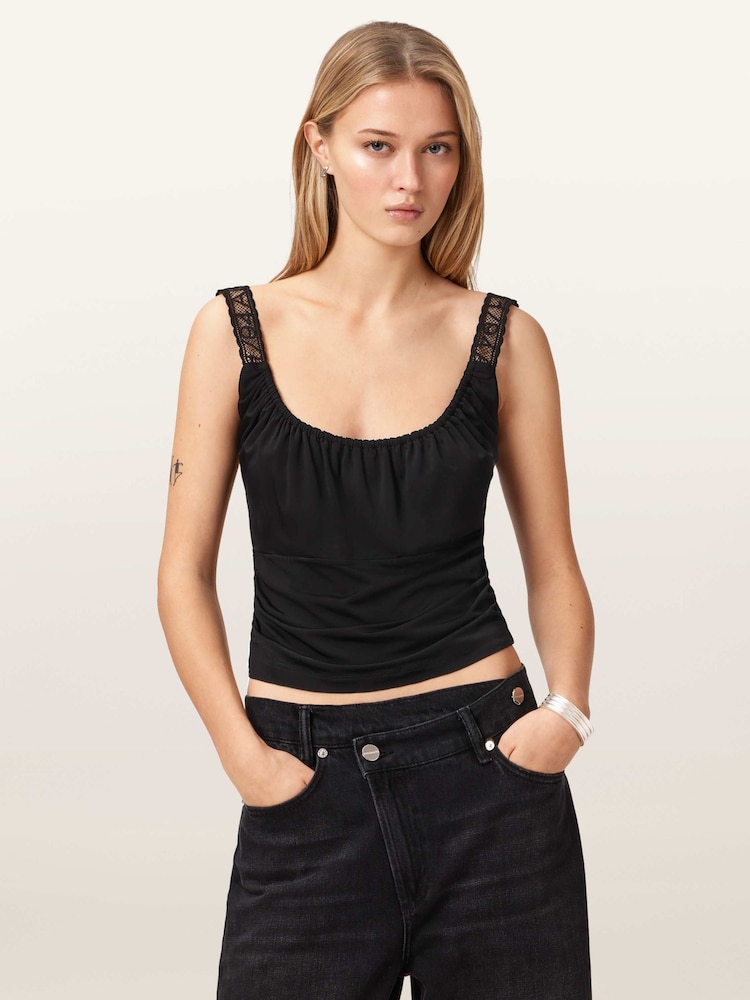 AllSaints Black Celena Top - Image 1 of 8 AllSaints Black Celena Top - Image 1 of 8