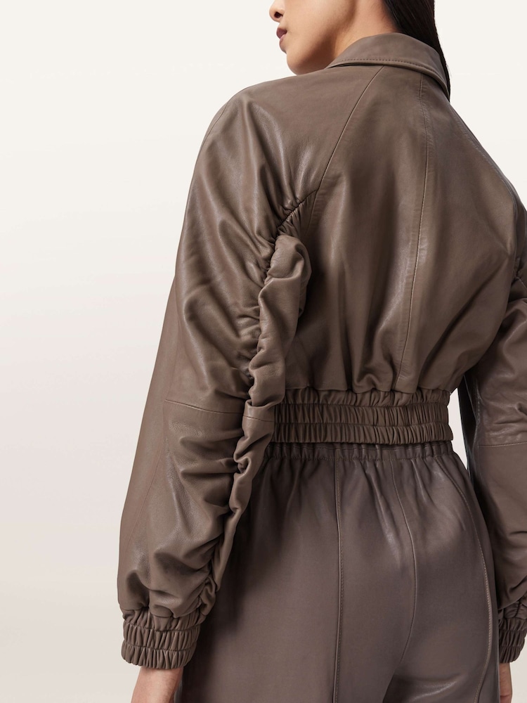 AllSaints Brown Anouk Bomber Jacket - Image 2 of 7