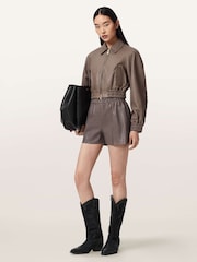 AllSaints Brown Anouk Bomber Jacket - Image 3 of 7