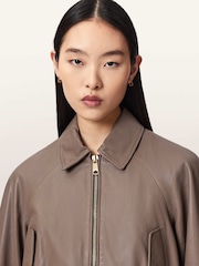 AllSaints Brown Anouk Bomber Jacket - Image 4 of 7