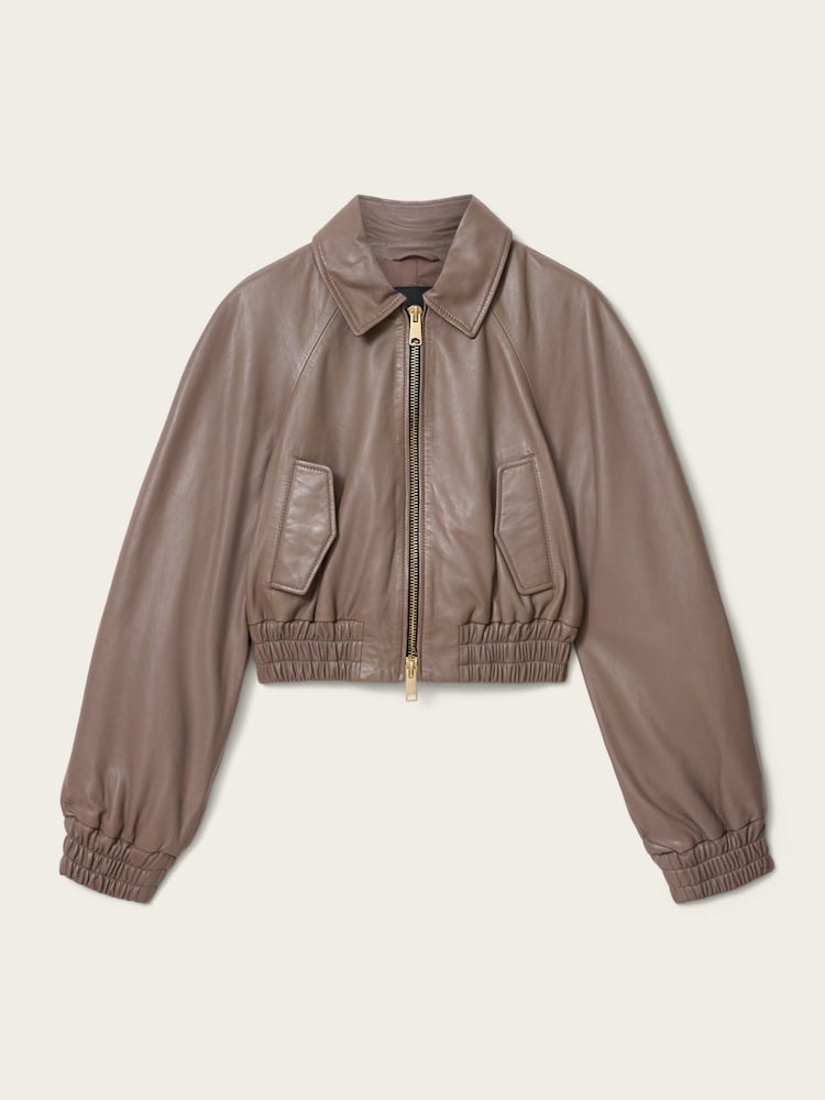 AllSaints Brown Anouk Bomber Jacket - Image 7 of 7