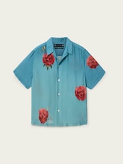 AllSaints Blue Fleur Fazed Short Sleeve Shirt - Image 4 of 4
